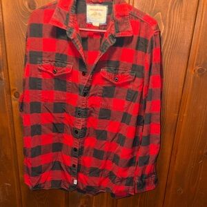 American Eagle Outfitters Red and Black Plaid Shirt